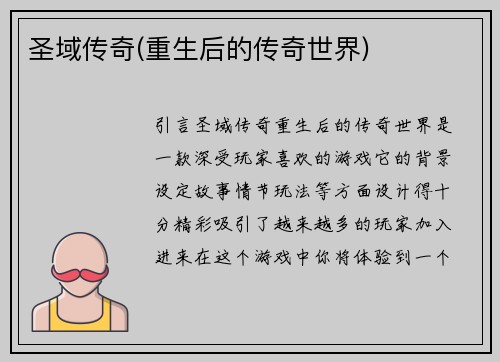 圣域传奇(重生后的传奇世界)